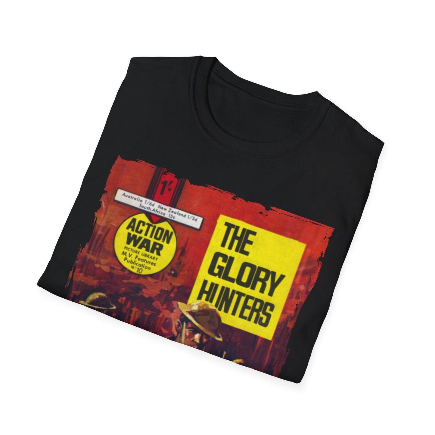 Close-up of the unisex softstyle T-shirt’s collar showcasing the reinforced neckline stitching and smooth fabric texture in