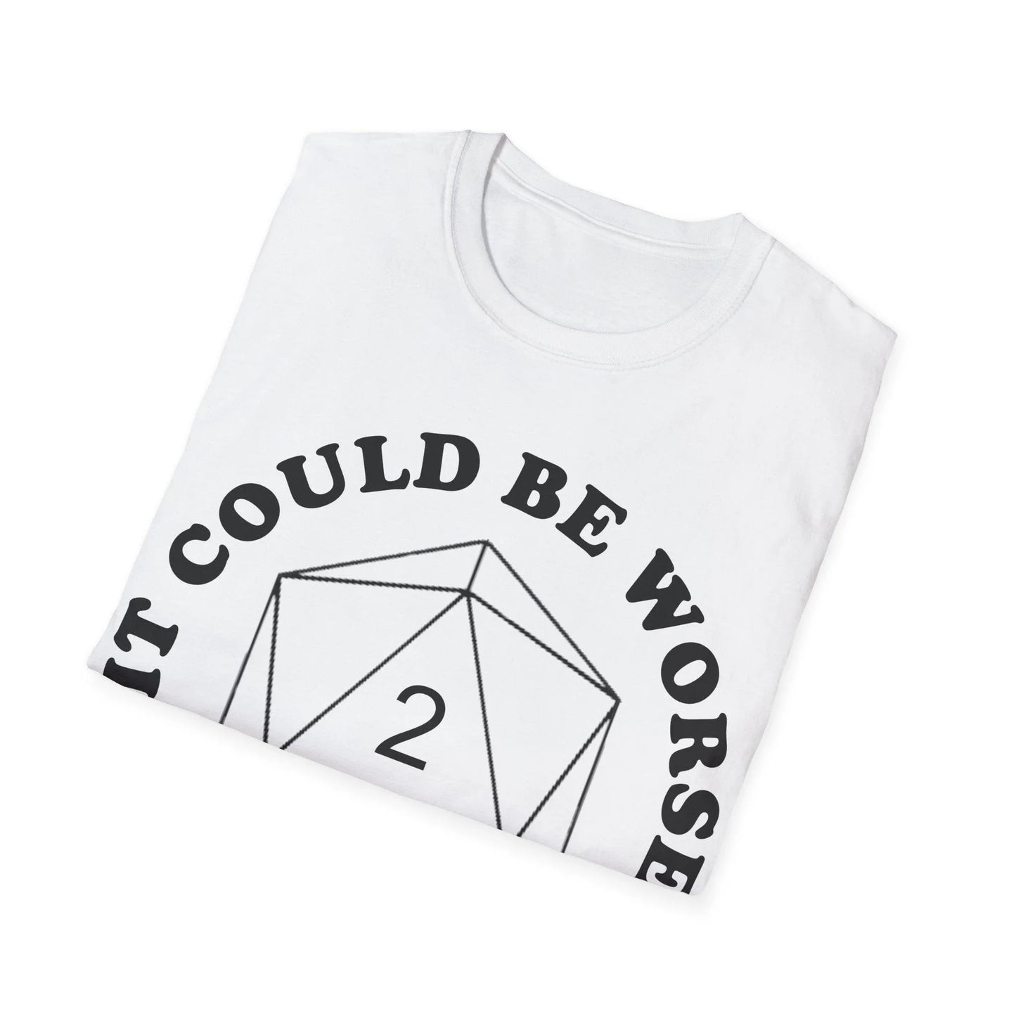 Close-up of the black unisex softstyle T-shirt's inside neckline showing fabric texture and stitched collar detail.