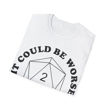 Close-up of the black unisex softstyle T-shirt's inside neckline showing fabric texture and stitched collar detail.