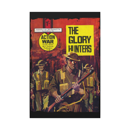 Close-up of the canvas material showcasing textured surface and detailed brushstroke finish of Action War #10 comic book