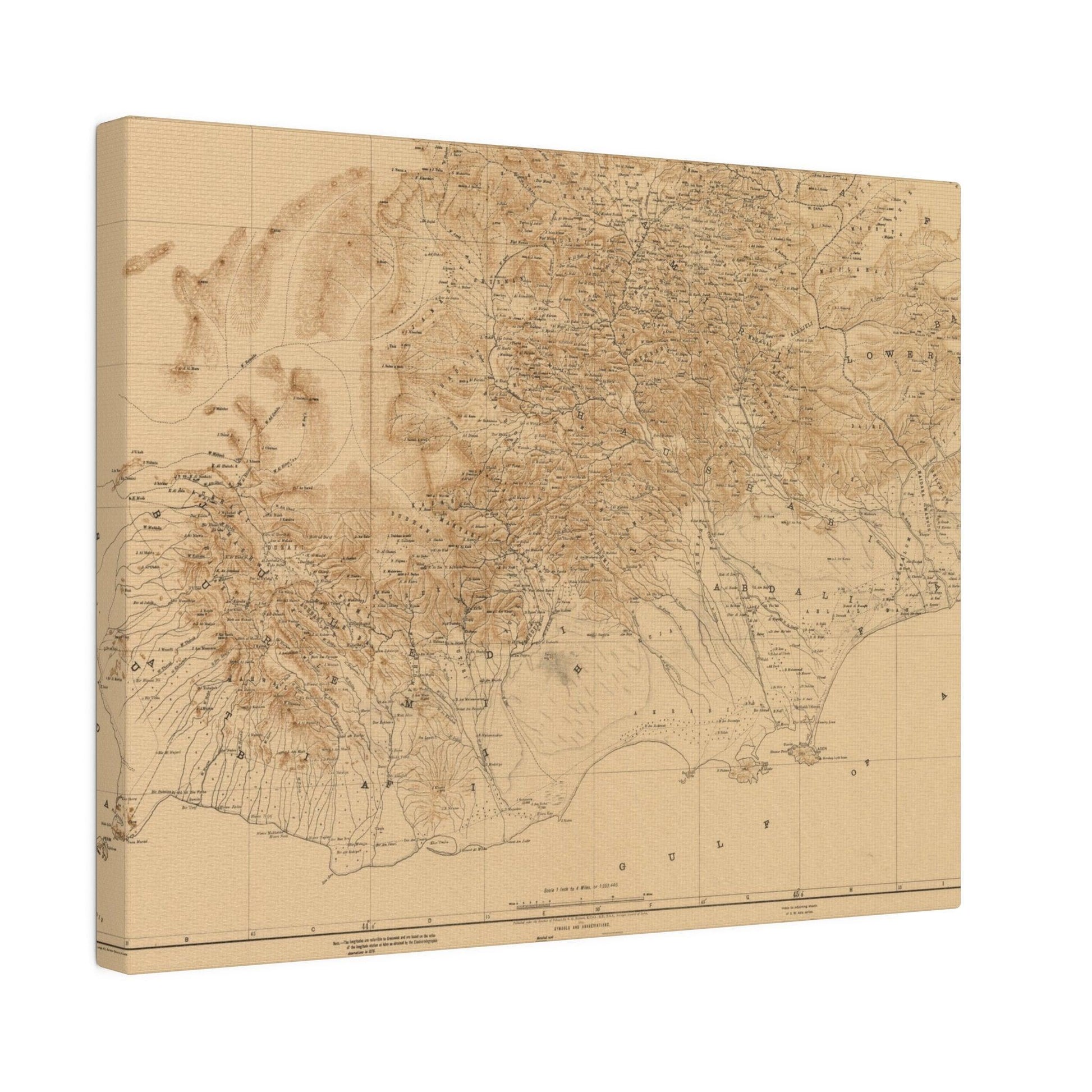 Close-up of the canvas texture highlighting aged, weathered surface with subtle creases and natural color variations of the