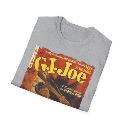 Close-up of the G.I. Joe No.14 T-shirt's soft cotton fabric showing subtle texture and relaxed fit from a front diagonal