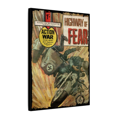 Printify Action War #5 canvas wall art in matte finish, 24x36 inches, eco-friendly wood frame, ready to hang for home decor