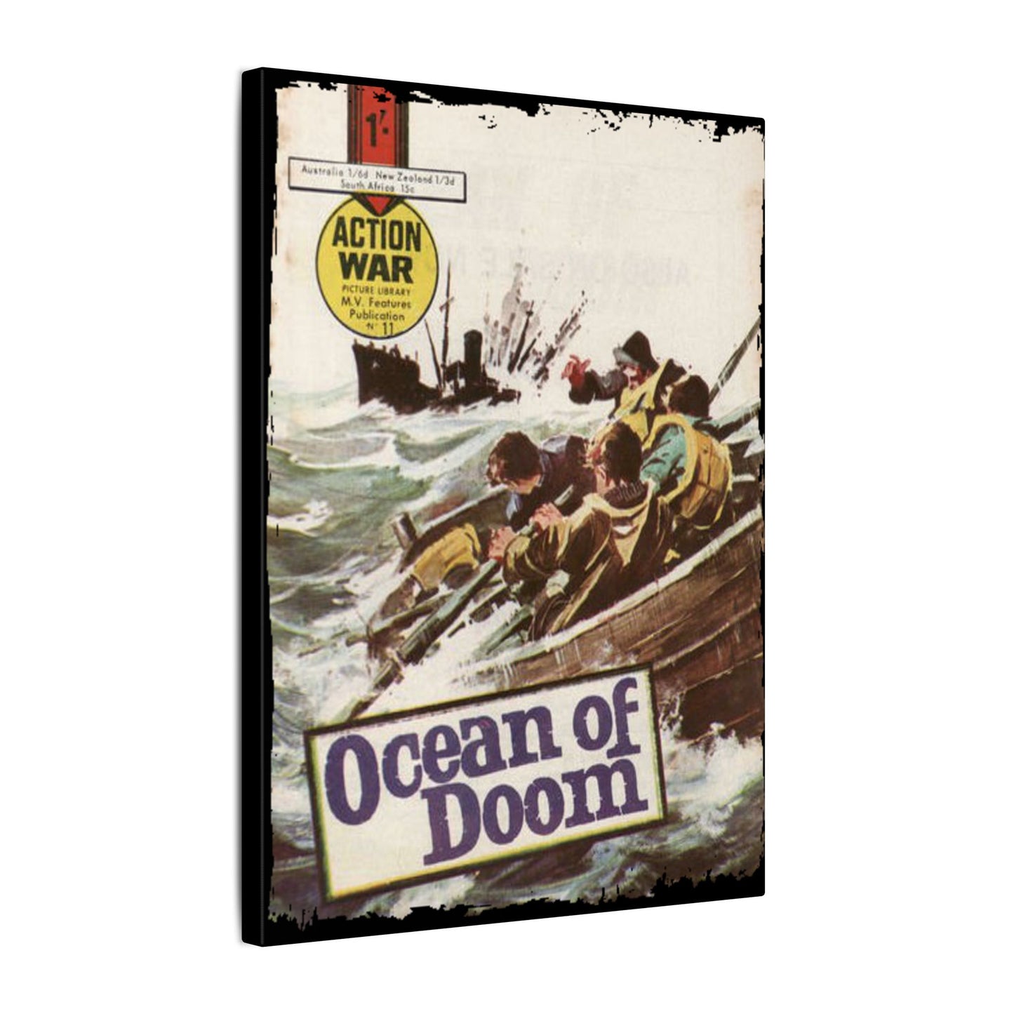 Printify Action War #11 canvas wall art in matte finish, green and beige tones, 24x36 inches, eco-friendly material, ready