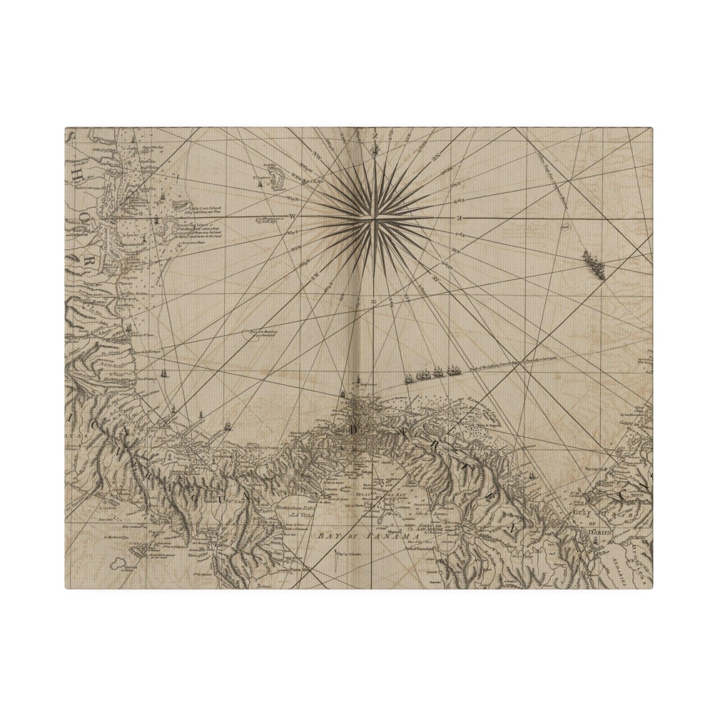 Close-up of detailed canvas texture highlighting the intricate brushstrokes and vibrant color blending on the Isthmus of