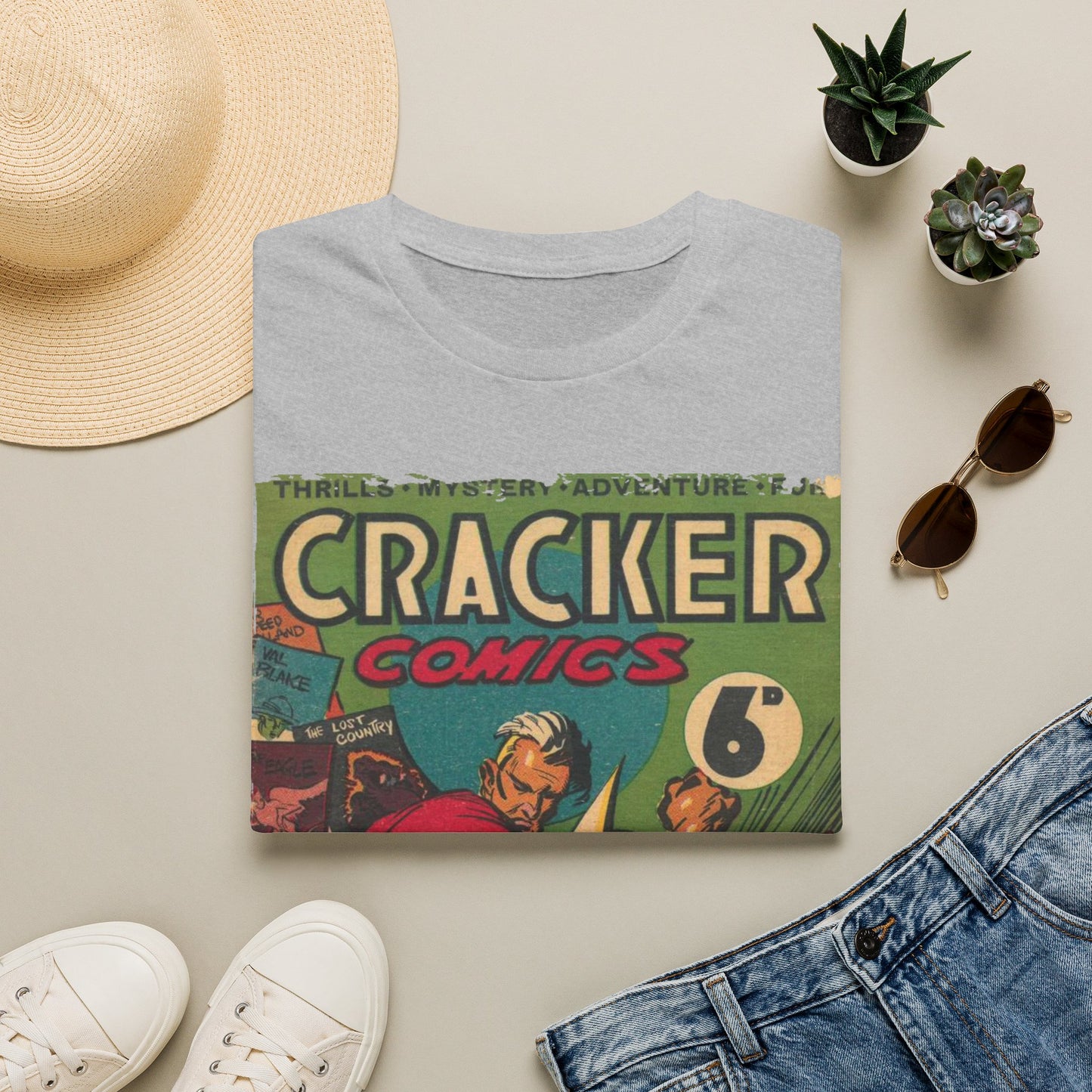 Close-up of the Cracker 1943 T-Shirt's navy blue fabric showcasing the soft cotton texture and subtle stitching detail at