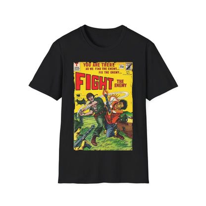 Printify unisex softstyle T-shirt featuring Fight The Enemy No.1 graphic, cotton fabric, crew neckline, regular fit, short
