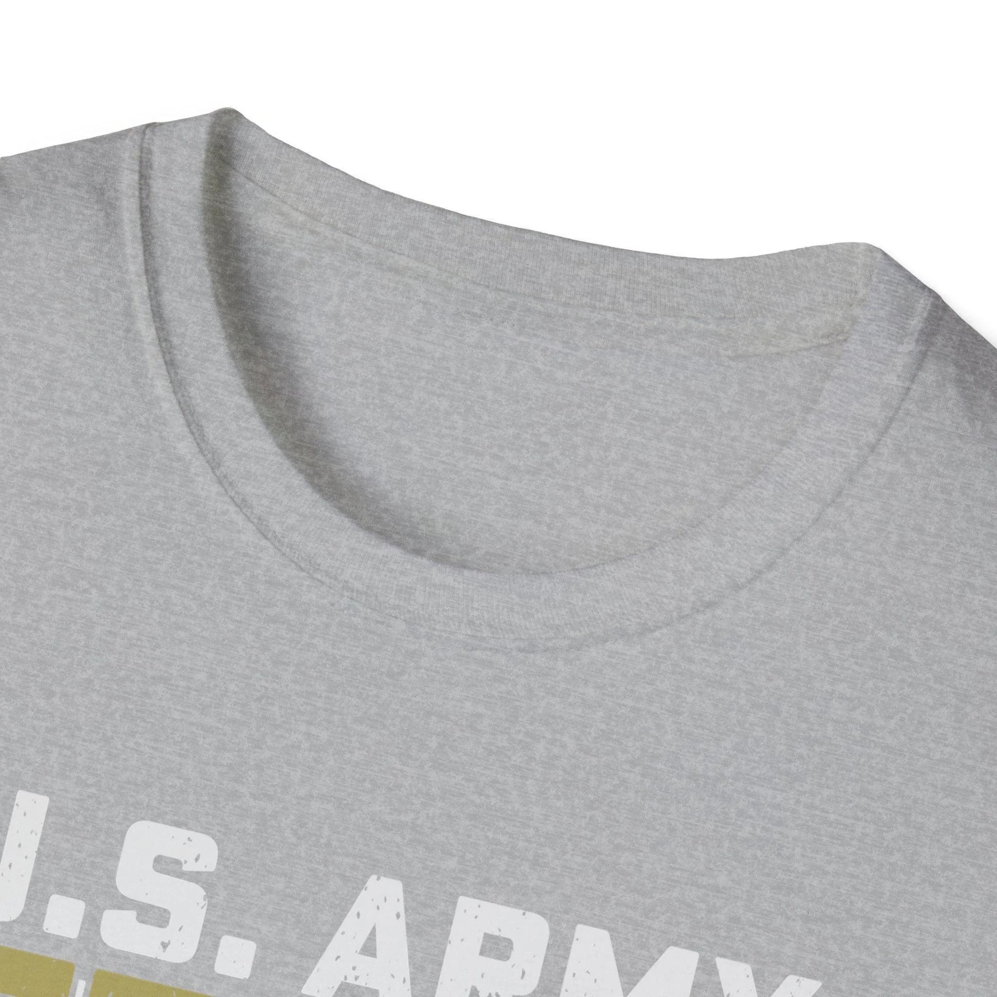 Close-up of army-themed graphic detail on the chest area showing distressed print texture and vibrant camouflage pattern on