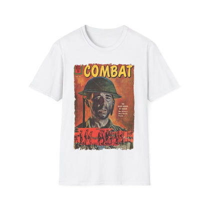 Close-up of the unisex softstyle T-shirt's lightweight cotton fabric, showcasing subtle heather grey texture and relaxed fit