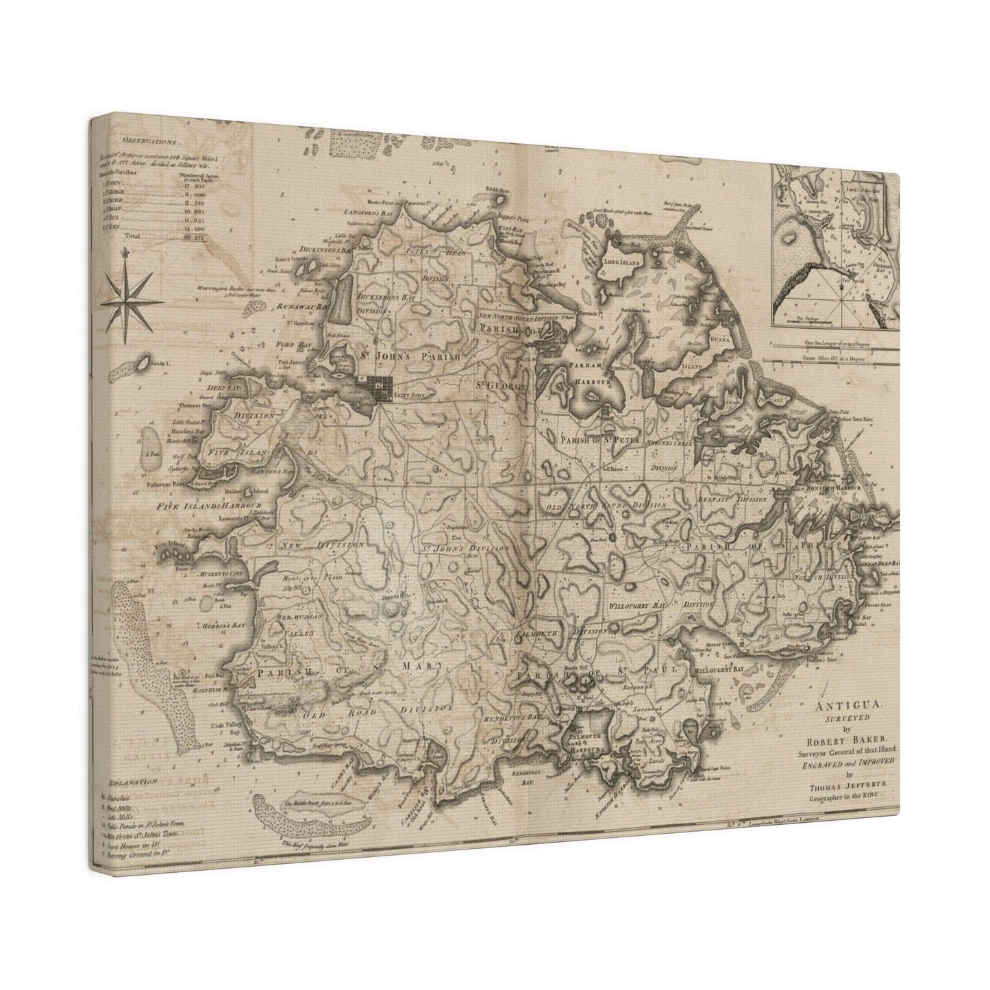 Close-up of textured canvas material highlighting subtle color variations and weave detail of the Antigua home decor piece.