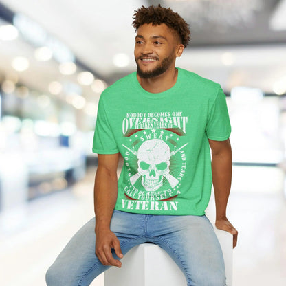 Close-up of the unisex soft-style fabric showing subtle heather texture and relaxed fit at the sleeve cuff for comfort and