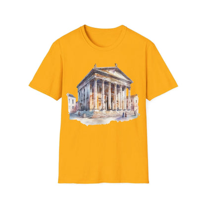 Close-up of the unisex soft cotton fabric displaying subtle heather gray texture and relaxed fit neckline detail.