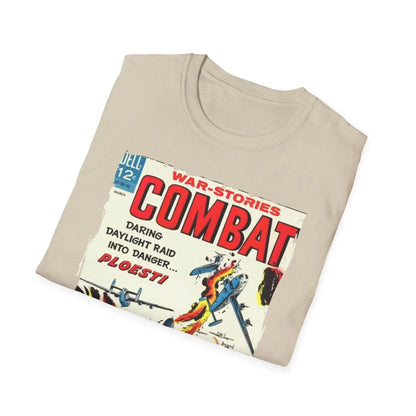 Close-up of the black Combat March 1967 unisex T-shirt collar and shoulder seam, highlighting the smooth crew neckline and