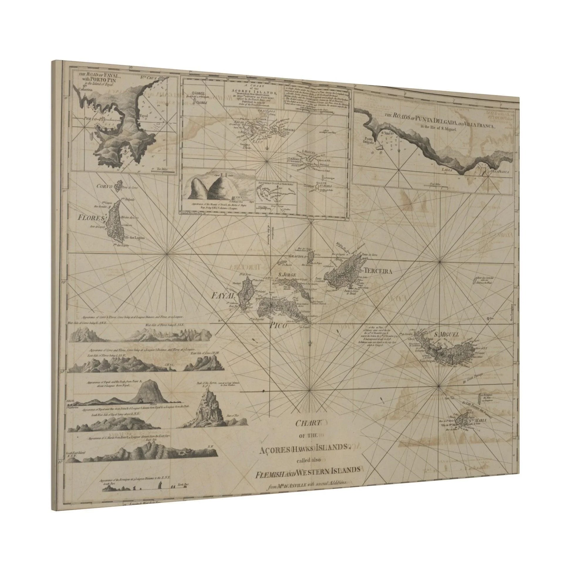 A detailed close-up of the vibrant color variations and intricate island labels on the chart’s lower right section