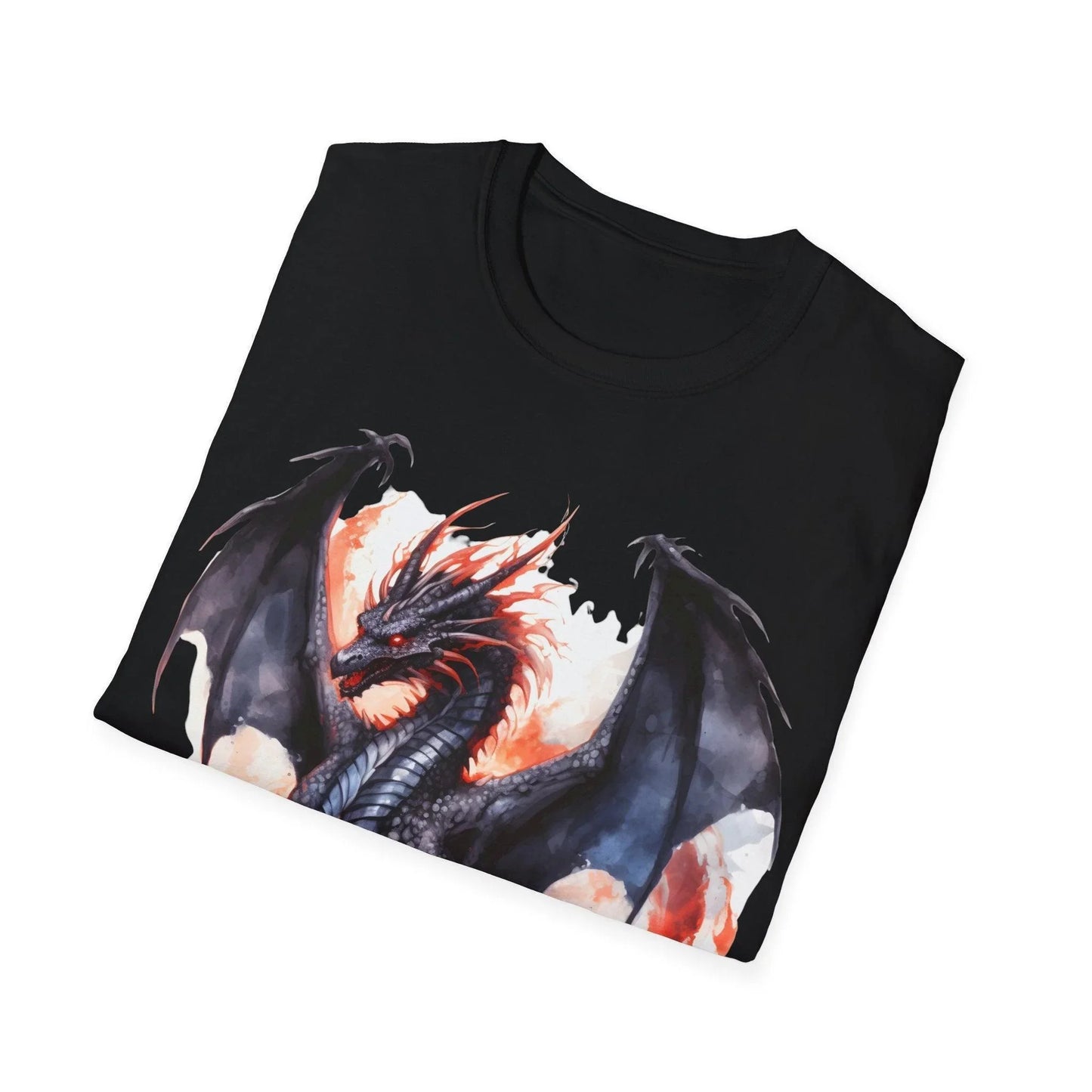 Close-up of the unisex softstyle fabric tag on the hem showing the 100% cotton content and stitched detailing.