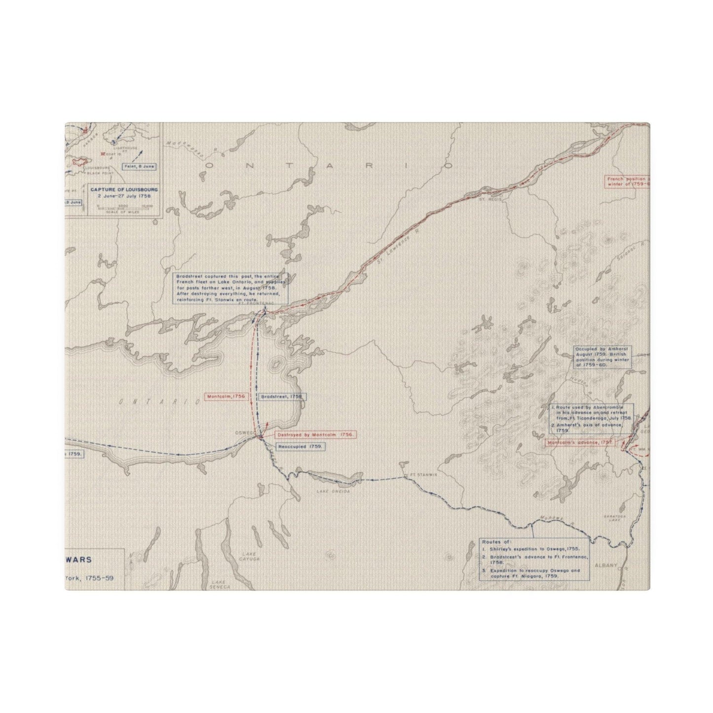 Close-up of canvas texture highlighting aged, matte finish and intricate brushstroke details from a 1755-1759 Colonial Wars