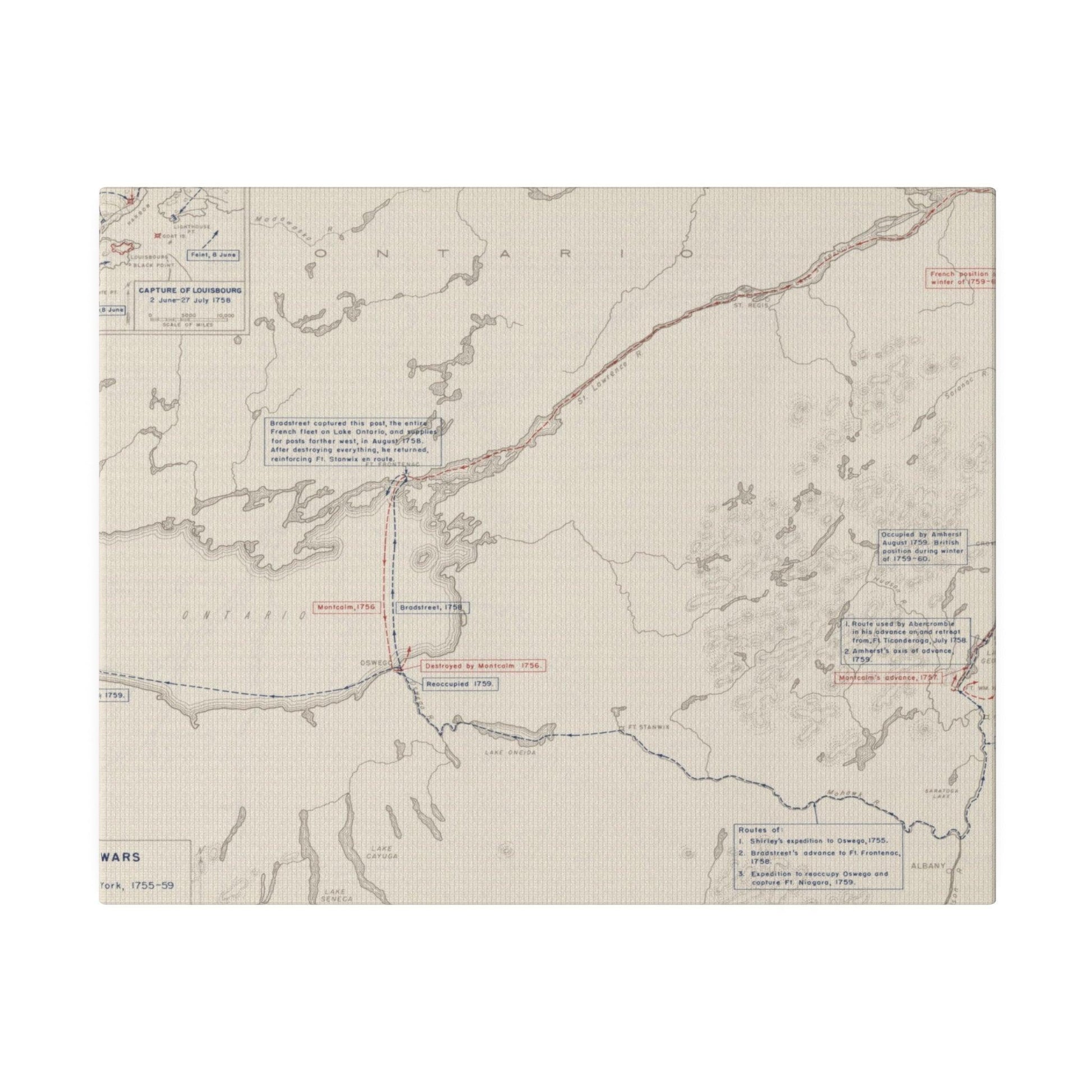 Close-up of canvas texture highlighting aged, matte finish and intricate brushstroke details from a 1755-1759 Colonial Wars