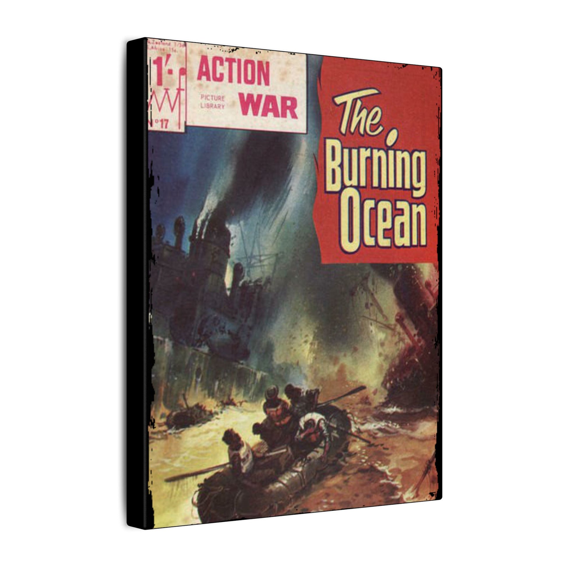 Close-up of the textured canvas surface highlighting detailed brushstroke patterns and subtle vintage coloring from an