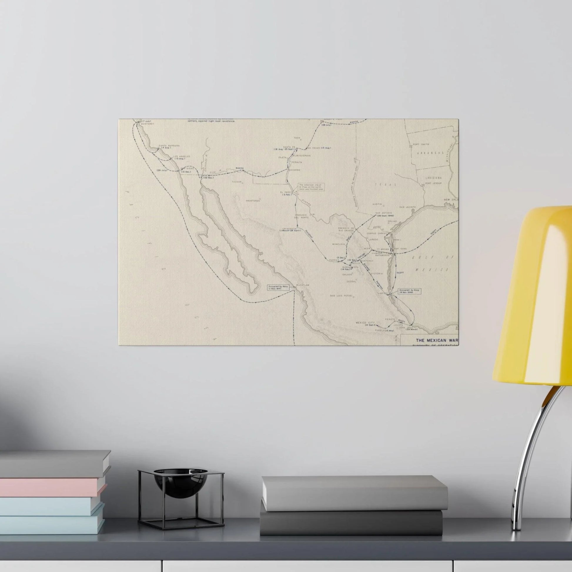 Close-up of textured canvas surface highlighting detailed brushstrokes and subtle color variations in the Mexican War