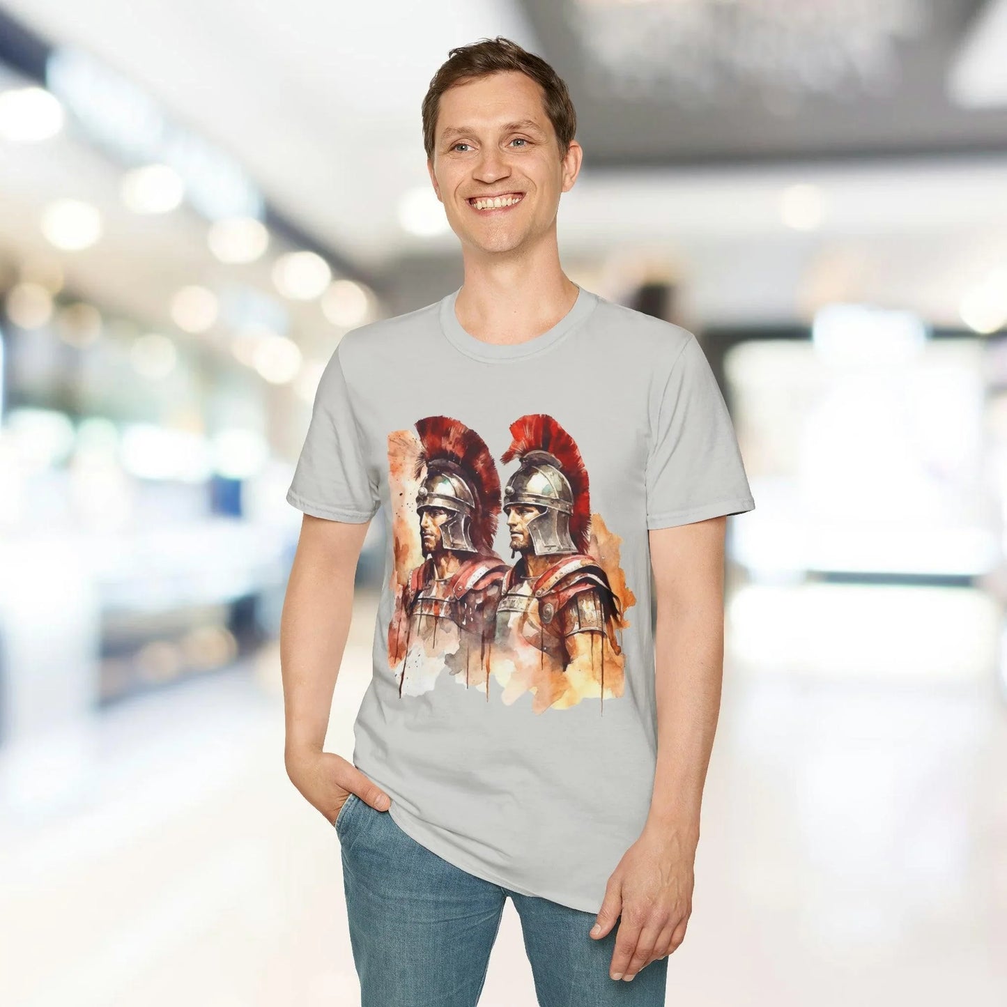 Close-up of the unisex softstyle T-shirt's smooth fabric texture in deep charcoal, displaying the subtle stitching detail