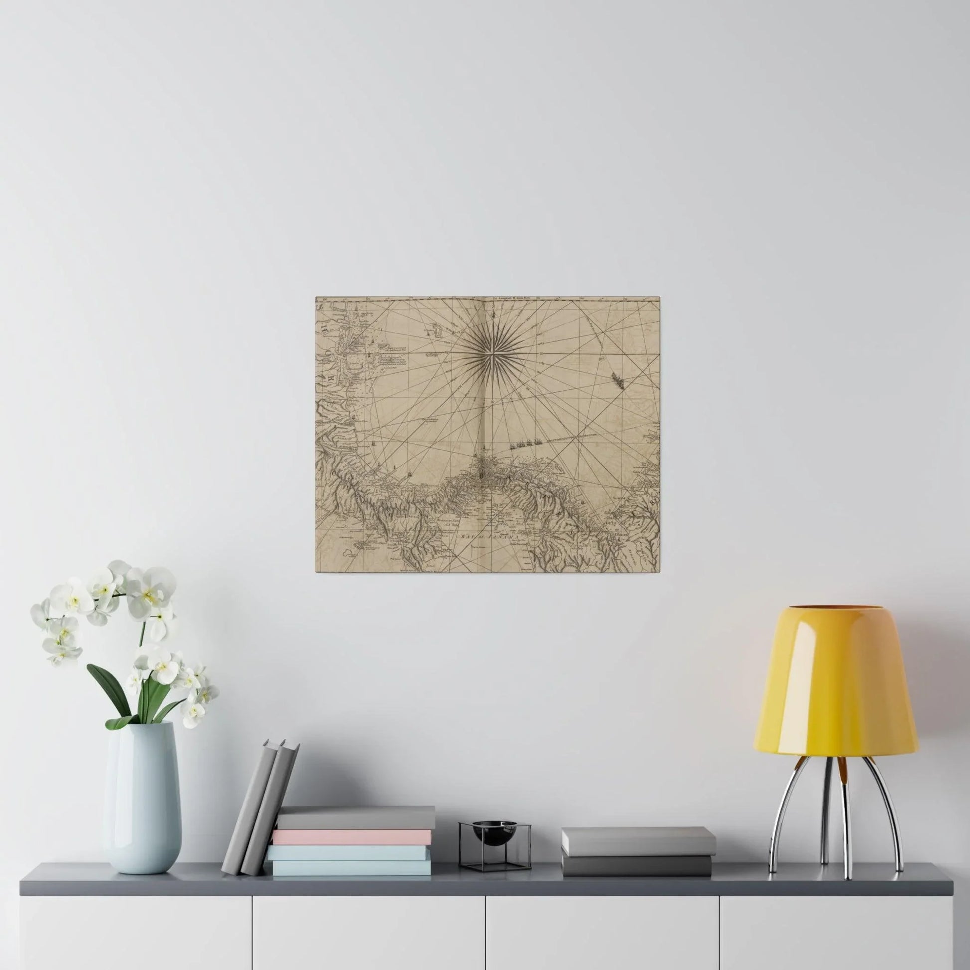 Detail shot of the canvas edge showing textured brushstrokes and subtle color variations along the Isthmus of Panama scene.