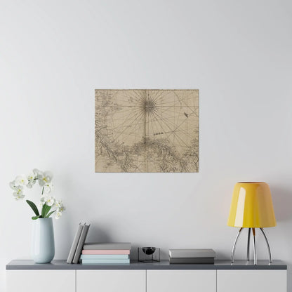 Detail shot of the canvas edge showing textured brushstrokes and subtle color variations along the Isthmus of Panama scene.