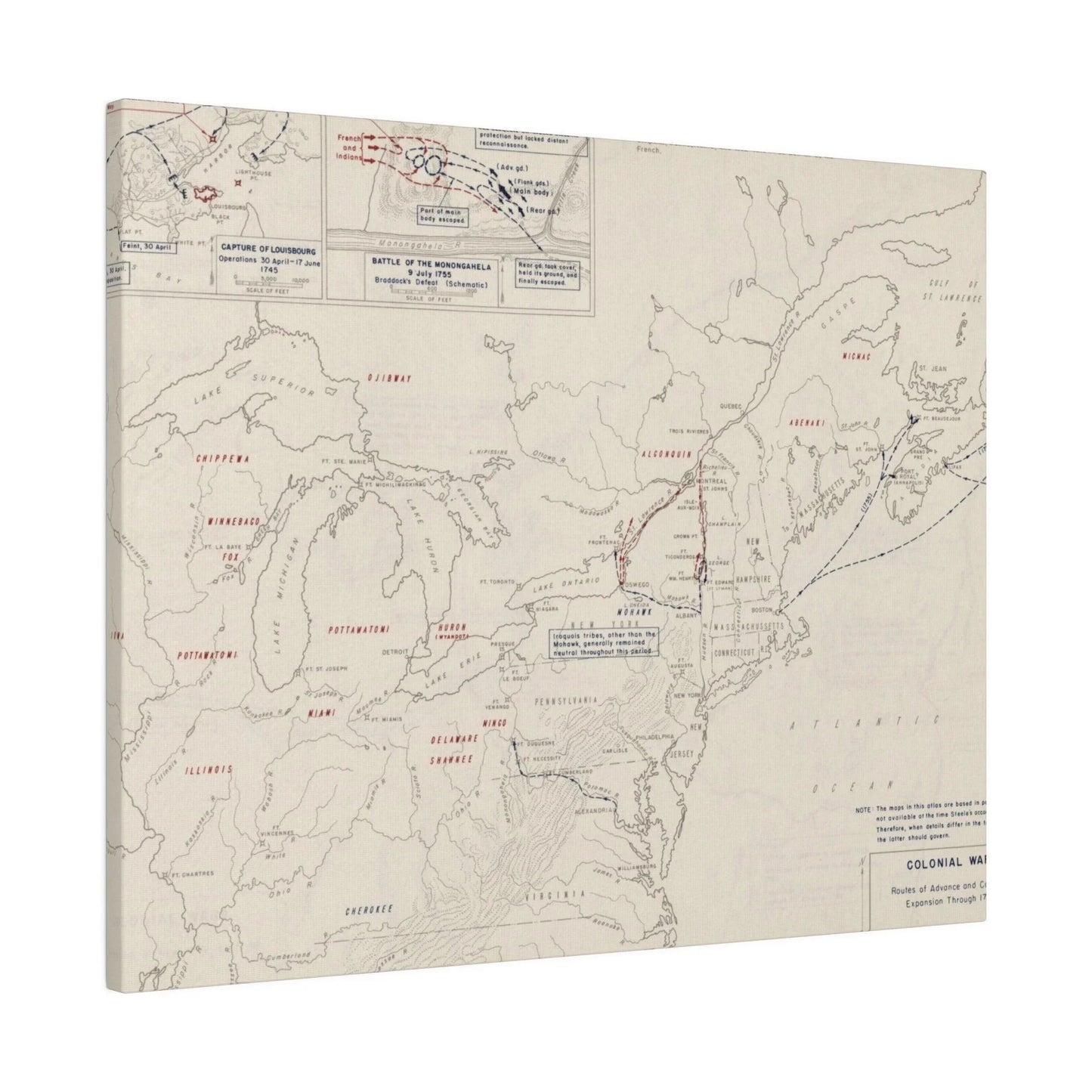 Close-up of Colonial Wars expansion box showcasing detailed vintage map artwork and textured canvas finish from an overhead