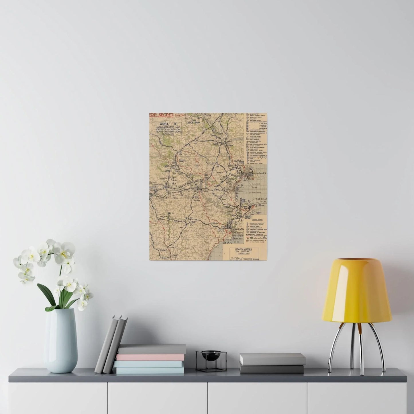 Close-up of detailed map markings and handwritten annotations highlighting the South Western Zone on the Operation Overlord