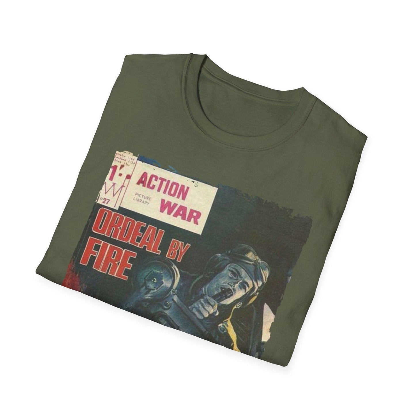 Close-up of the soft, heather gray fabric and subtle textured knit detail, highlighting the relaxed fit and crew neckline.