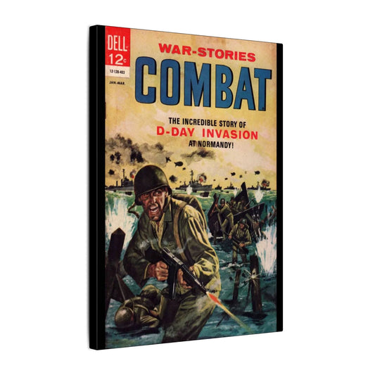 Combat Mar 1964 canvas wall art, earthy-toned military-themed print on matte finish, ready for indoor hanging in living room