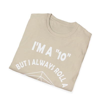 Close-up of the white unisex softstyle T-shirt fabric displaying smooth texture and subtle stitching at the collar seam.