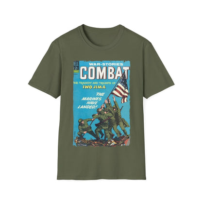 Close-up of the navy-colored fabric highlighting the smooth, soft cotton blend and subtle stitching detail at the neckline.