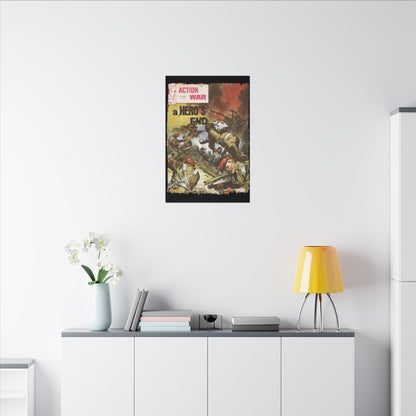 Close-up of the canvas texture highlighting detailed brushstrokes and vibrant color accents on the Action War #22 artwork.