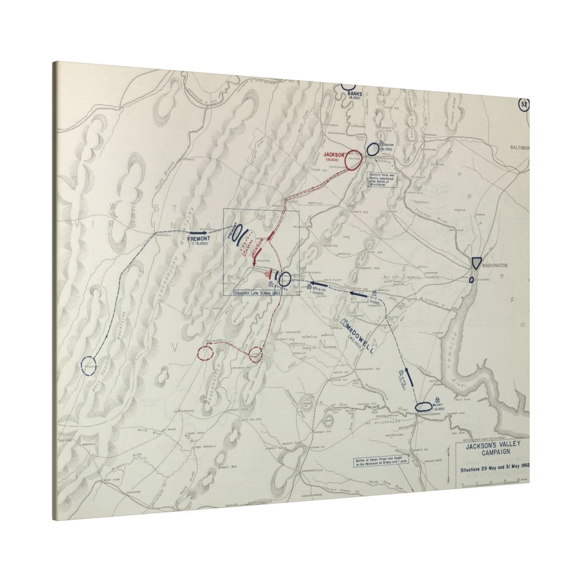 Close-up of textured canvas surface highlighting detailed brushstrokes and subtle color variations in the Civil War campaign