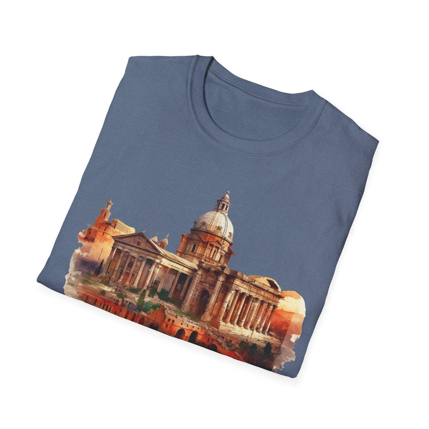 Close-up of the soft, heather gray fabric highlighting the textured interior neckline stitching and subtle brand tag detail.