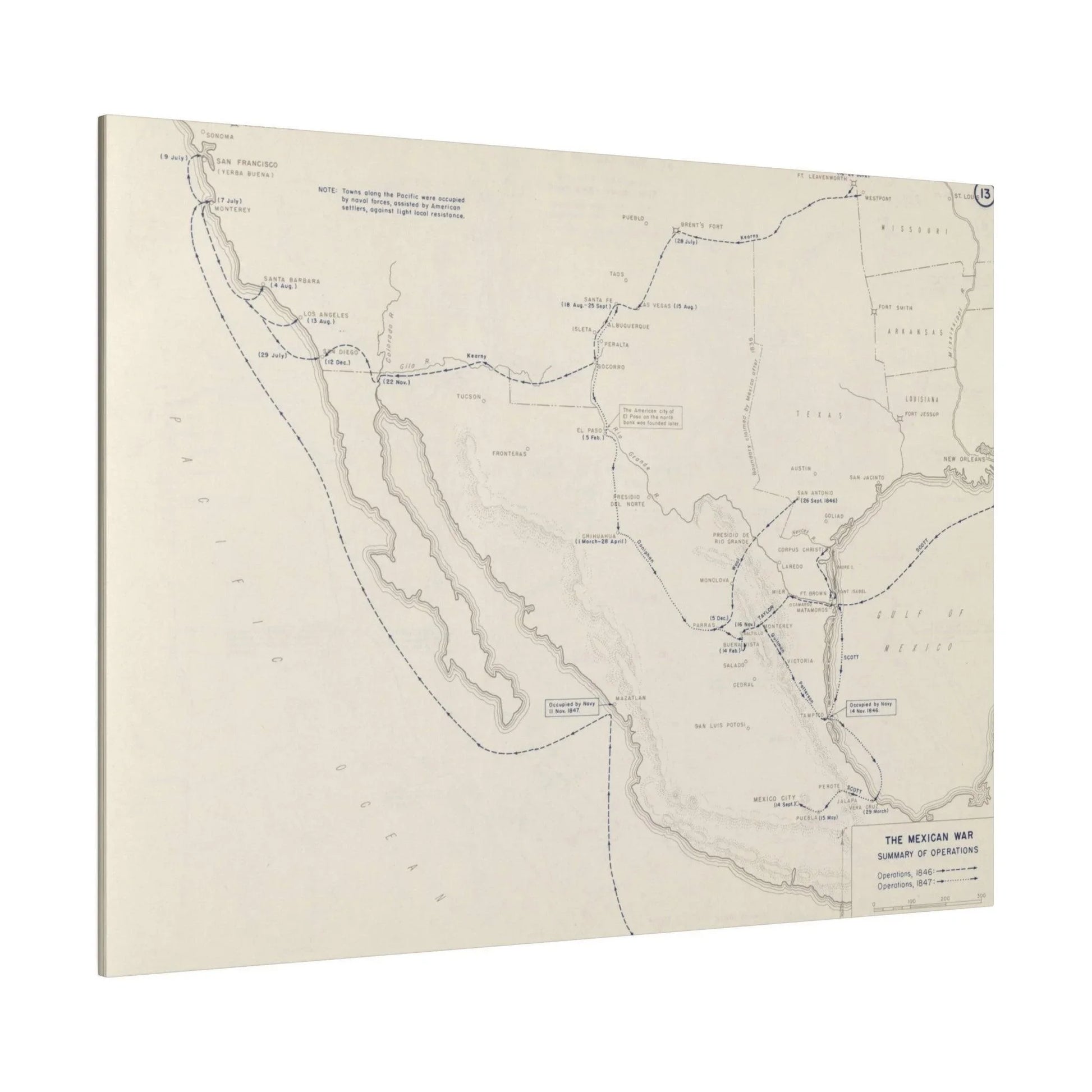 Close-up of detailed canvas texture featuring muted earth tones and subtle brushstroke effects from the Mexican War