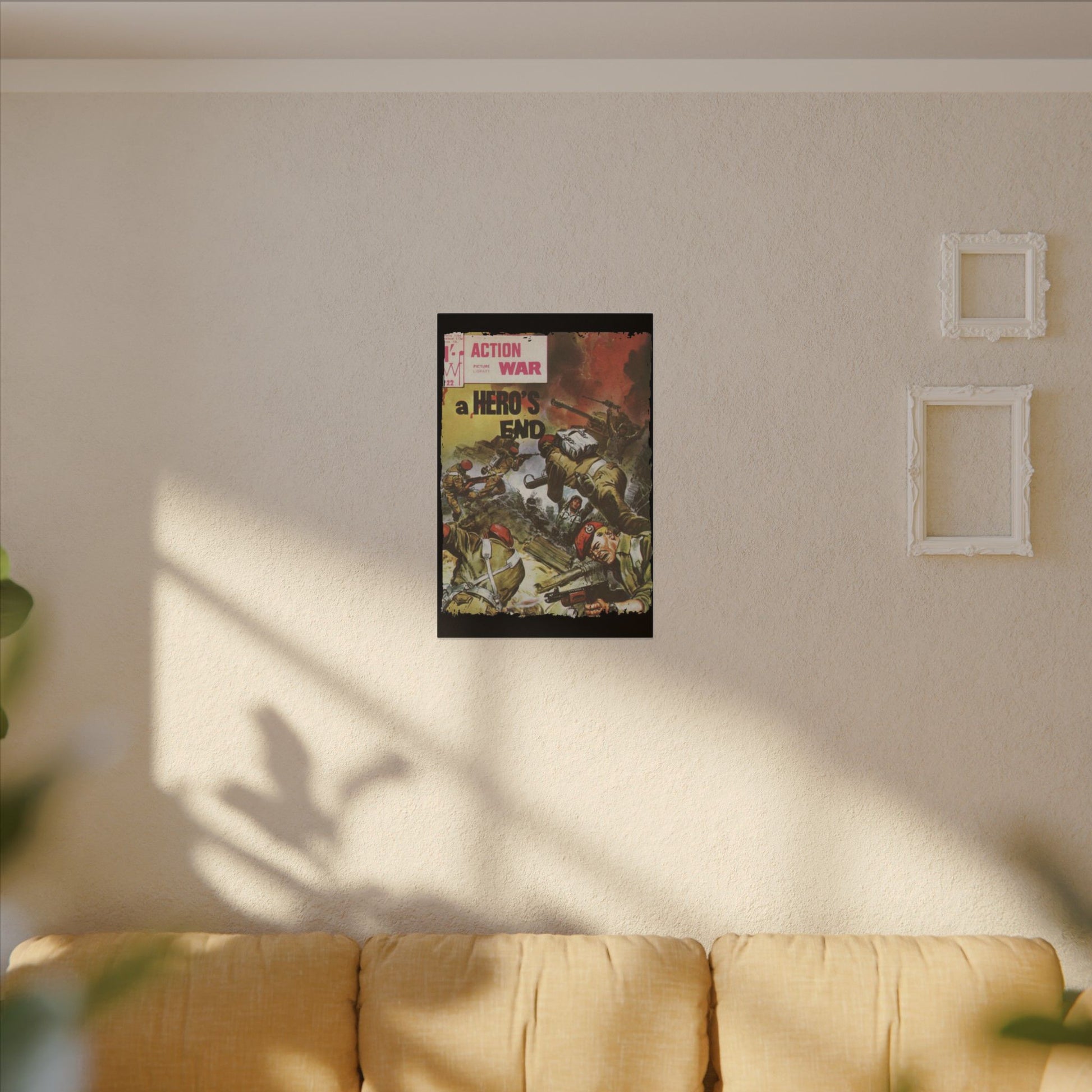 Close-up of the Canvas material's textured surface highlighting the detailed weave and matte finish for Action War #22.