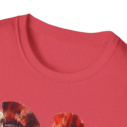 Close-up of the Ancient Warrior 2 T-shirt's embroidered neckline detail in deep navy, highlighting soft cotton fabric and