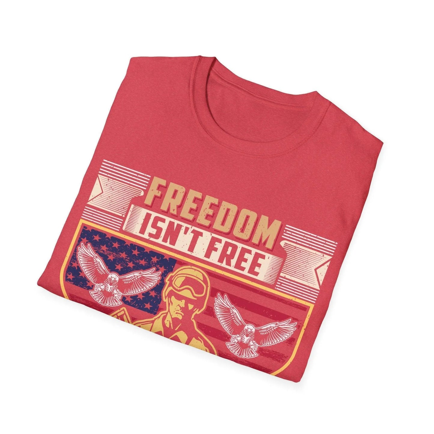 Front neckline detail showcasing reinforced stitching and smooth fabric texture of the heather gray unisex softstyle T-shirt.