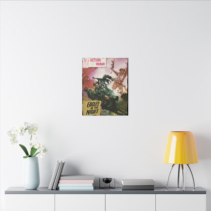 Close-up of the textured canvas surface highlighting fine brushstroke details and vibrant color depth in action scene #21.