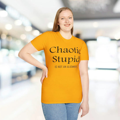 Close-up of black cotton fabric showing smooth texture and reinforced neckline stitching on the Unisex Softstyle T-Shirt.