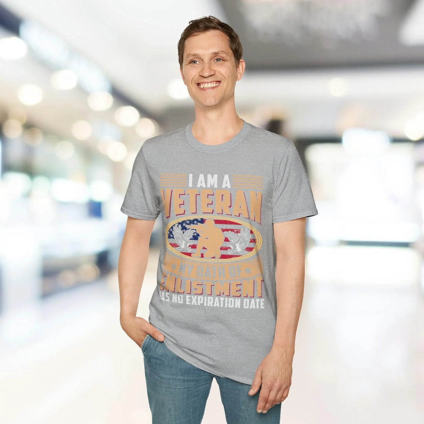 Close-up of the unisex softstyle T-shirt neckline revealing smooth craftsmanship and subtle stitching details in vibrant