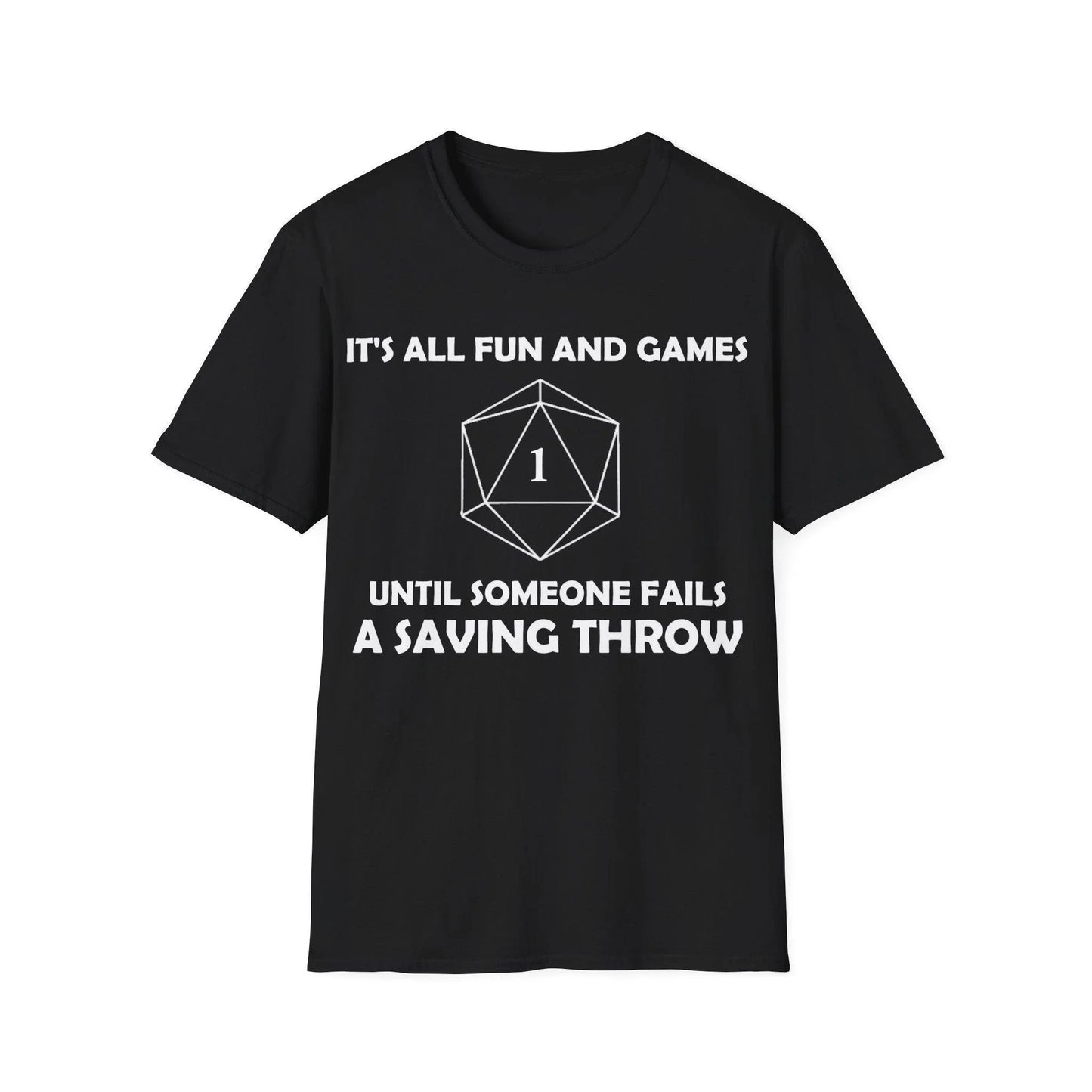 Printify all fun and games white unisex cotton crew neck T-shirt with regular fit, soft fabric, and printed design
