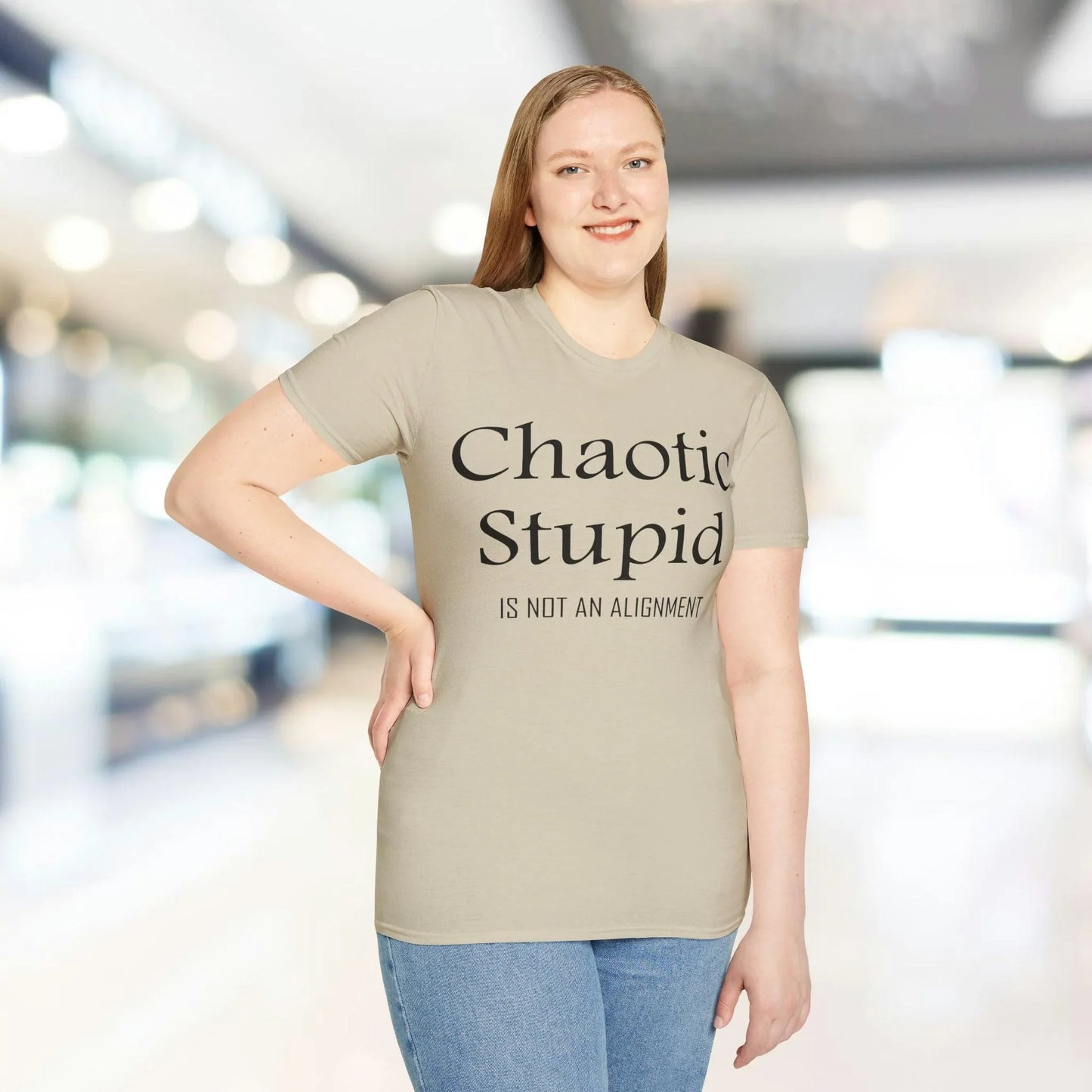 Close-up of the black unisex softstyle T-shirt fabric showing smooth texture and subtle stitching at the neckline