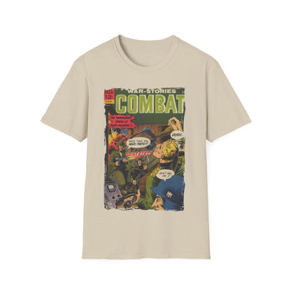 Close-up of the Combat March 1966 T-Shirt's fabric showing soft cotton blend texture and subtle heather gray color detail