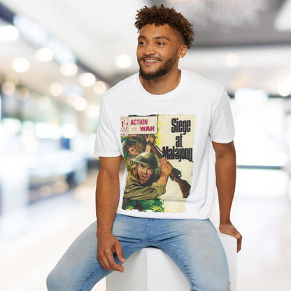 Close-up of the T-shirt's soft cotton fabric displaying subtle heather pattern and relaxed fit neckline from a slight