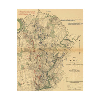 Close-up of textured canvas surface highlighting detailed brushwork and vintage 1862 battlefield scenery in muted colors.