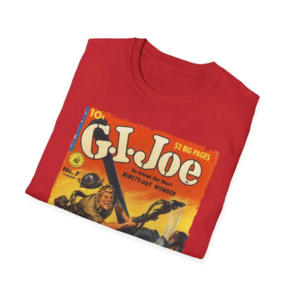 Close-up of the G.I. Joe No.7 softstyle T-shirt fabric showing smooth, breathable cotton blend and subtle stitching details.