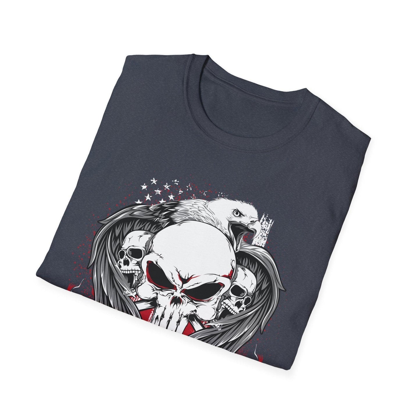 Close-up of the American Veteran logo printed on the soft cotton fabric near the collar with smooth stitching detail