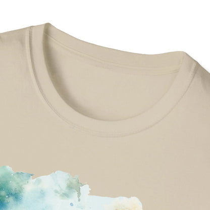 Close-up of the unisex softstyle fabric showing smooth, lightweight cotton blend in deep charcoal, highlighting the subtle